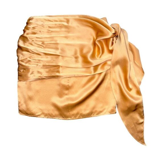 Michelle Mason Mini Sash Skirt Silk Orange Draped Front Size 2 - Picture 4 of 10